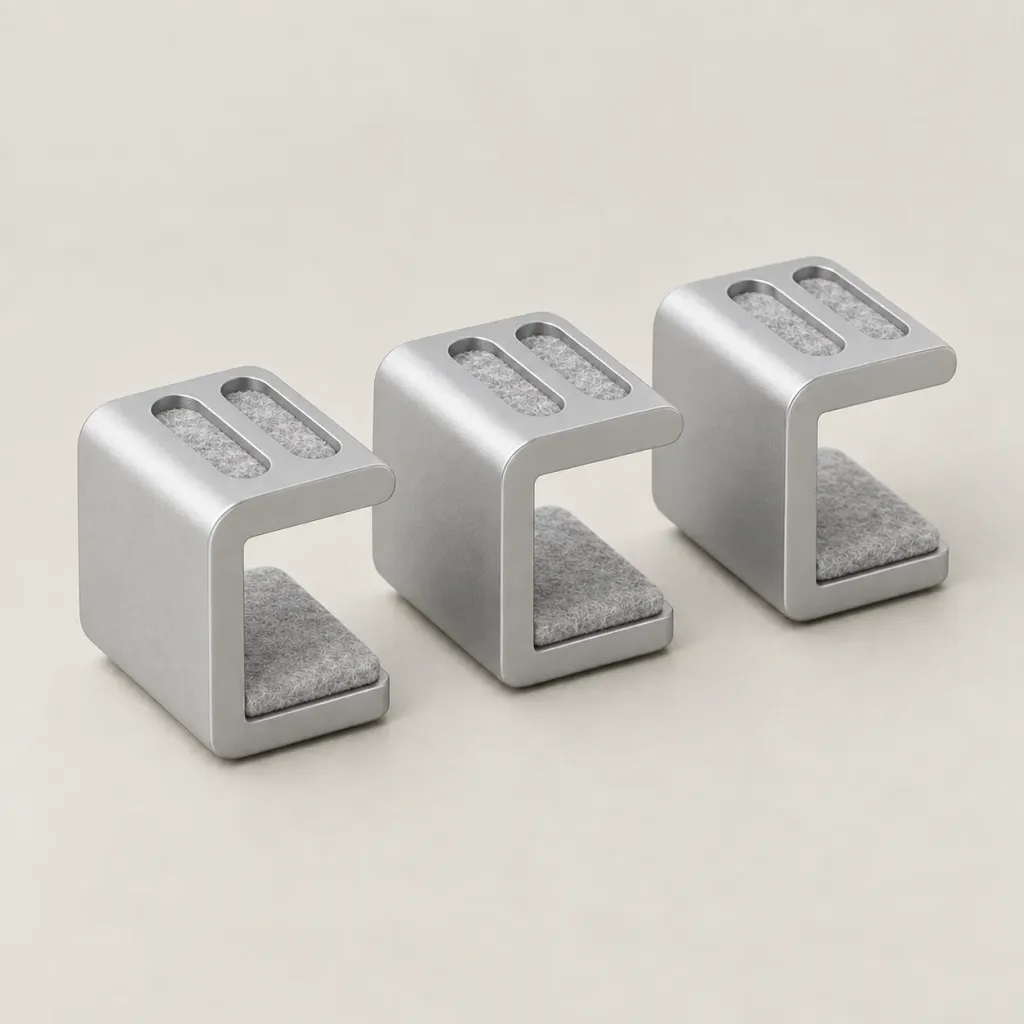Desk-Edge Cable Clips (Set of 3) — Silver