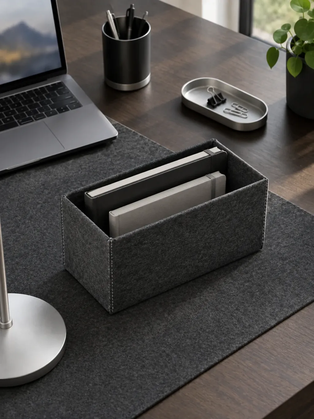 Felt Bin 4×2 in use on a desk