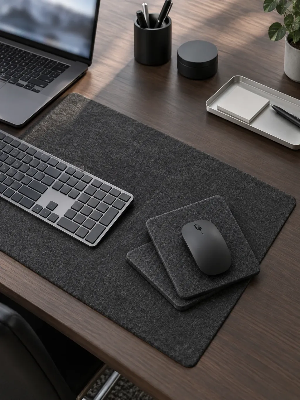 Felt Mouse Pad Pair in use on a desk