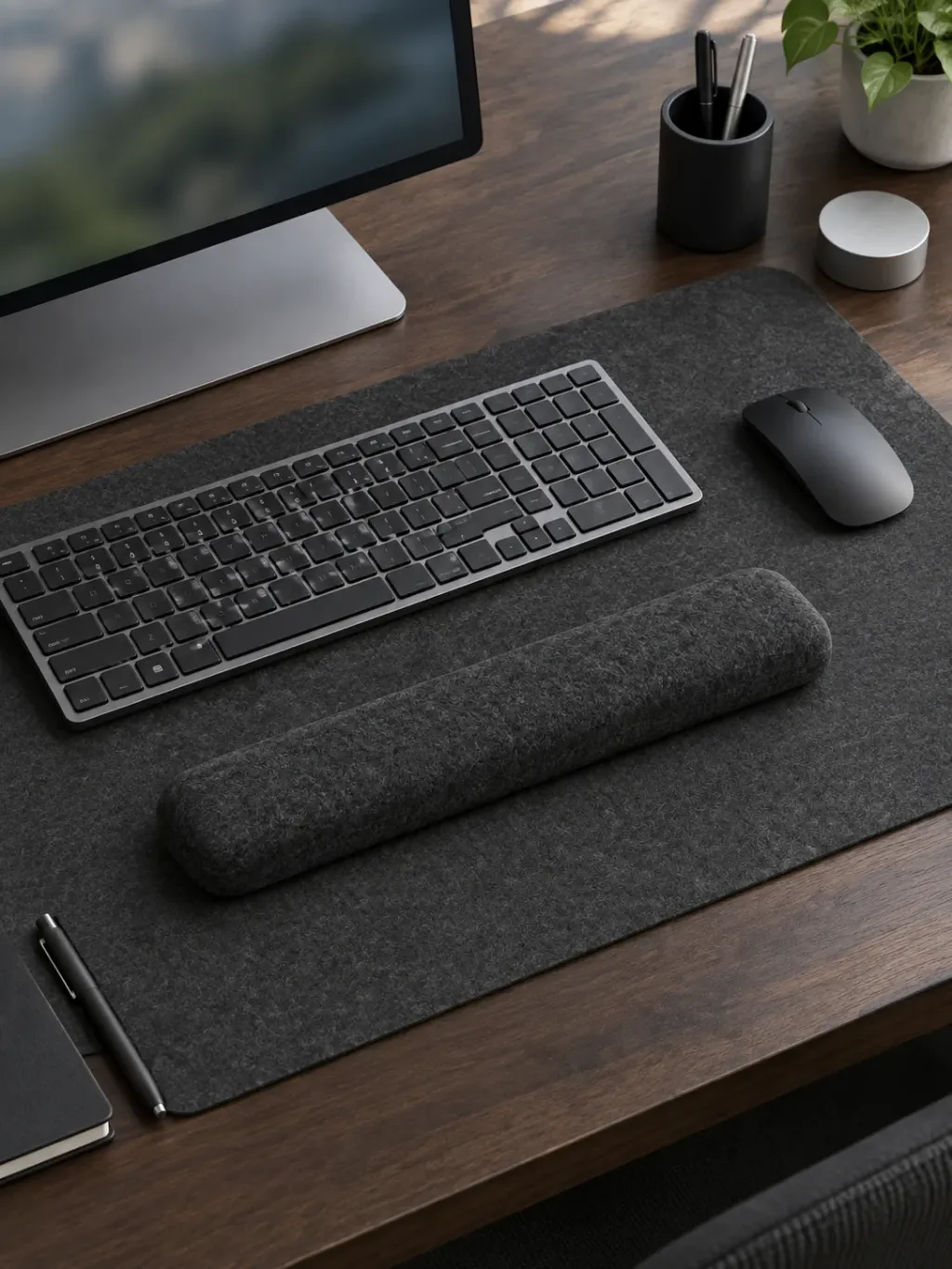 Felt Wrist Rest in use on a desk