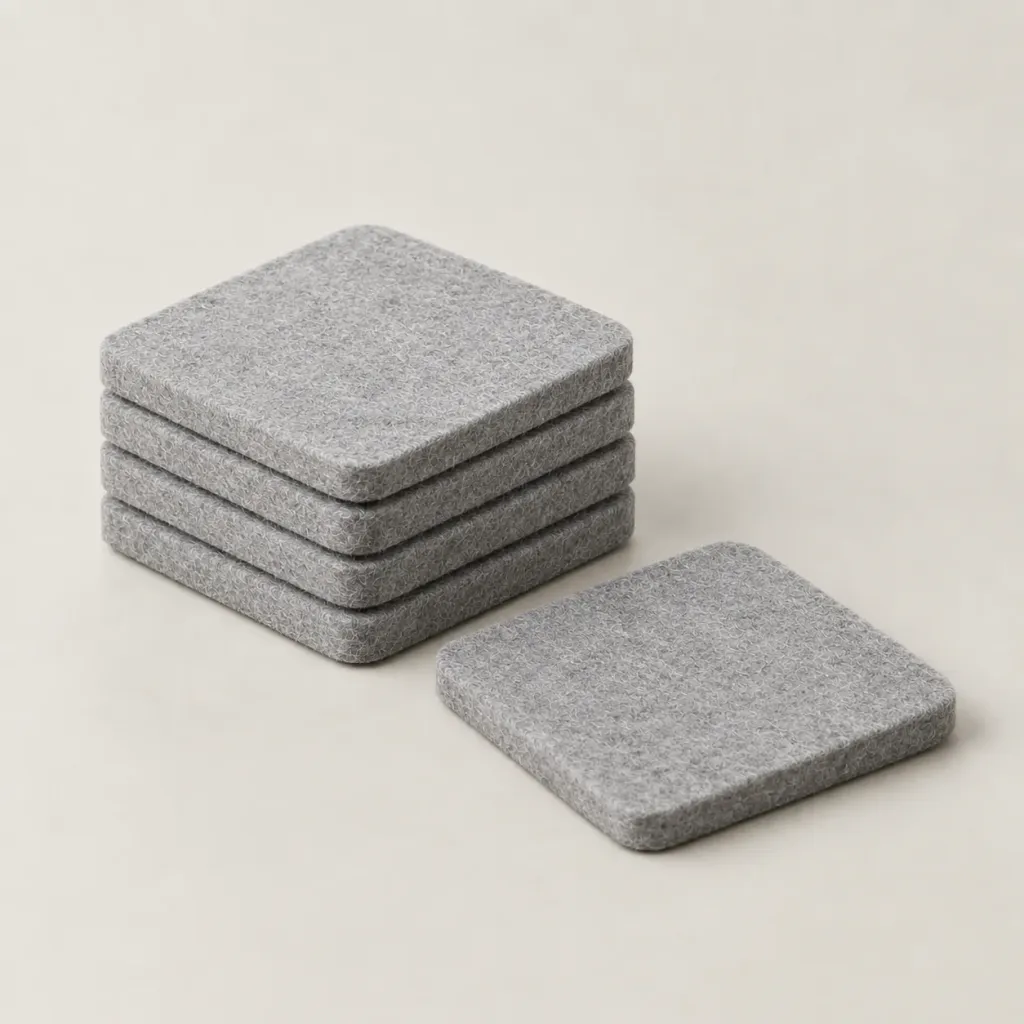 Grid Felt Coaster Set — Fog