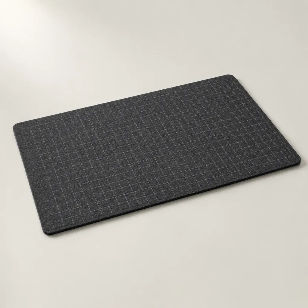 Grid Felt Desk Mat — Charcoal
