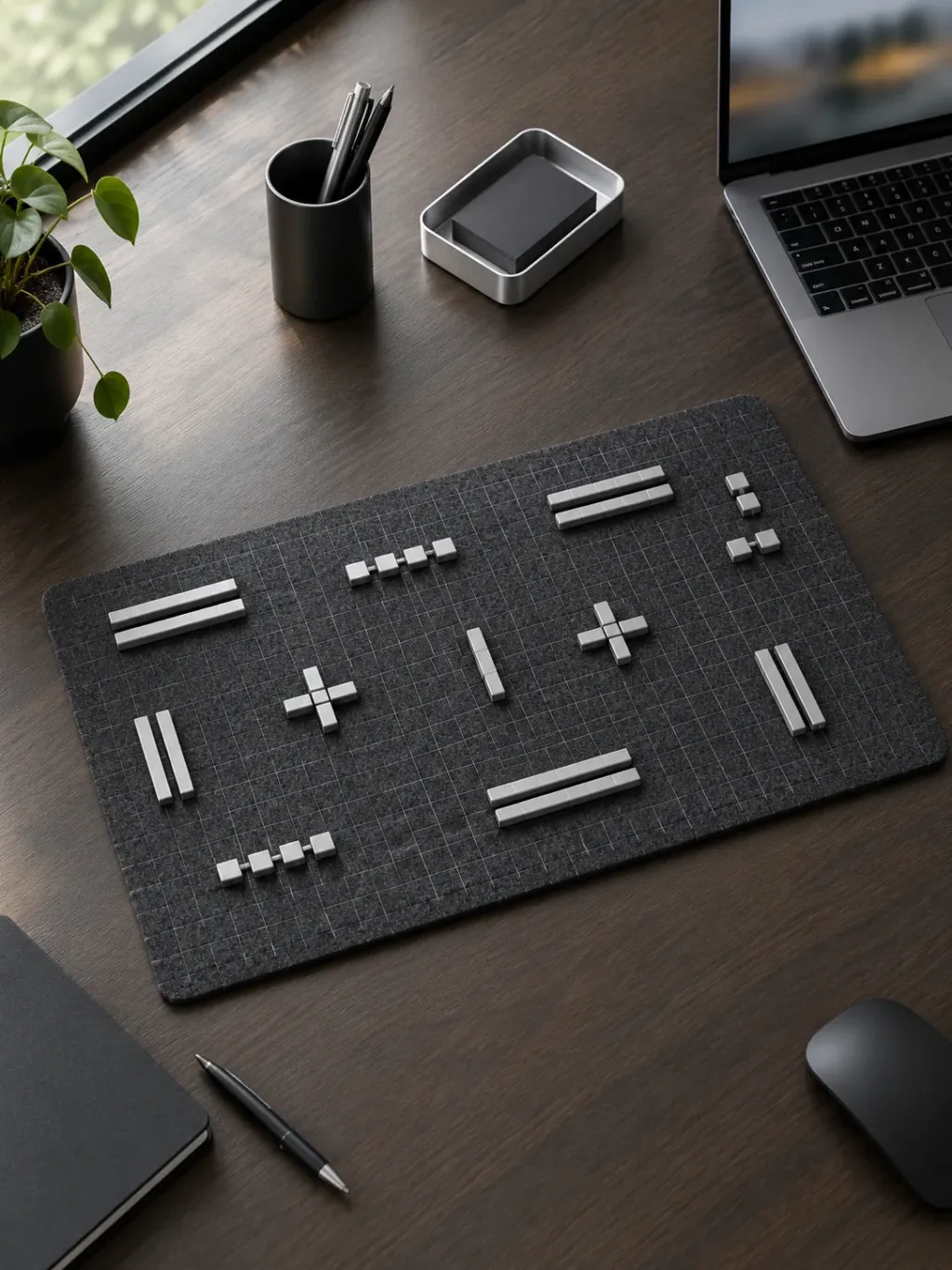 Grid Felt Desk Mat in use on a desk