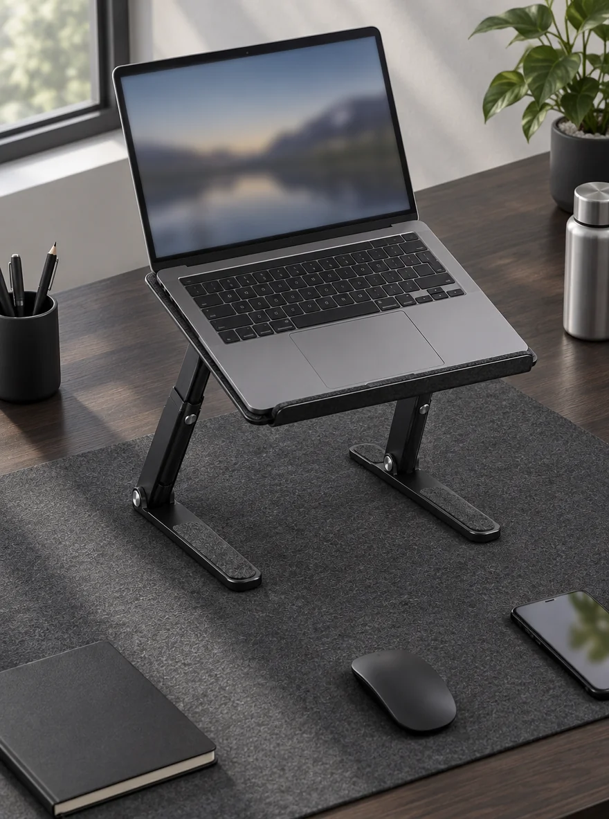 Laptop Riser L2 Adjustable in use on a desk