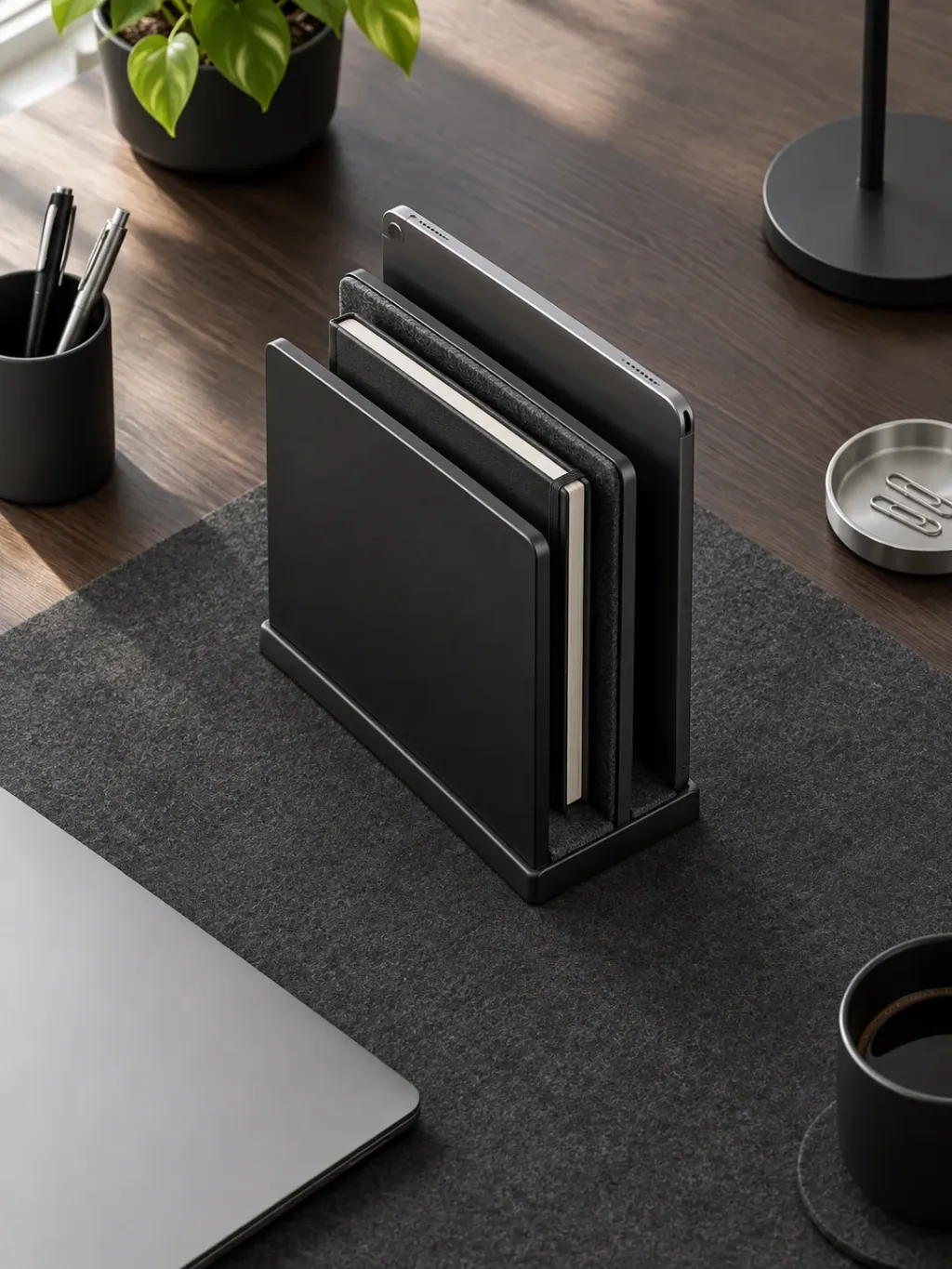 Letter Rack 4×1 in use on a desk