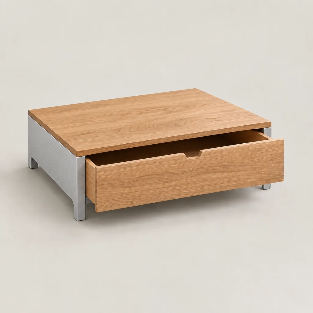 Low Drawer 4×2 — Oak + Silver