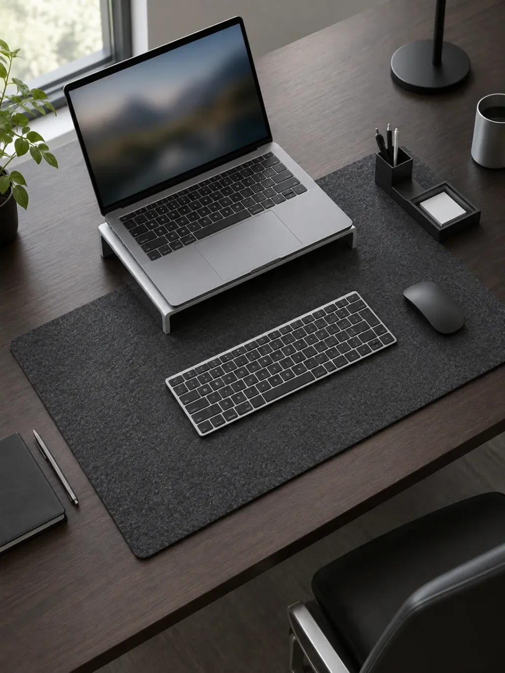 Merino Felt Desk Mat XL in use on a desk
