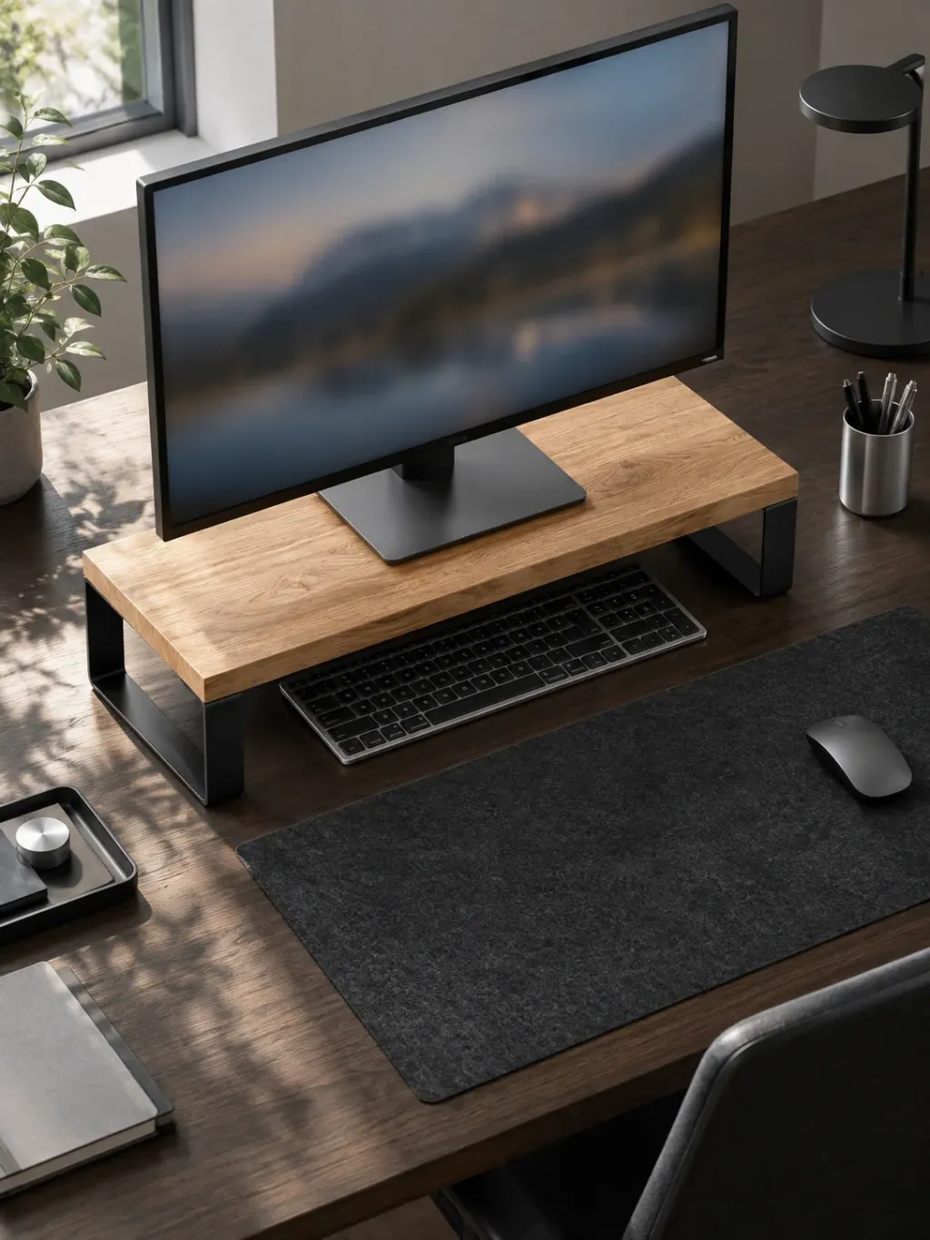 Monitor Shelf 60 in use on a desk