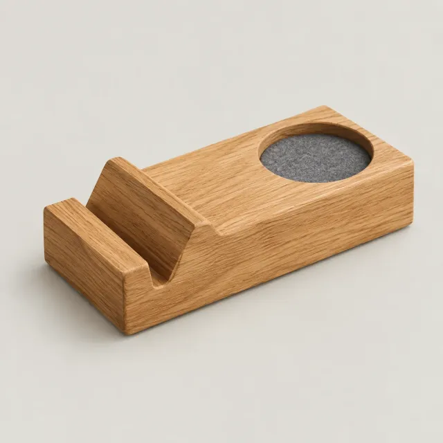 Oak Phone & Earbud Dock
