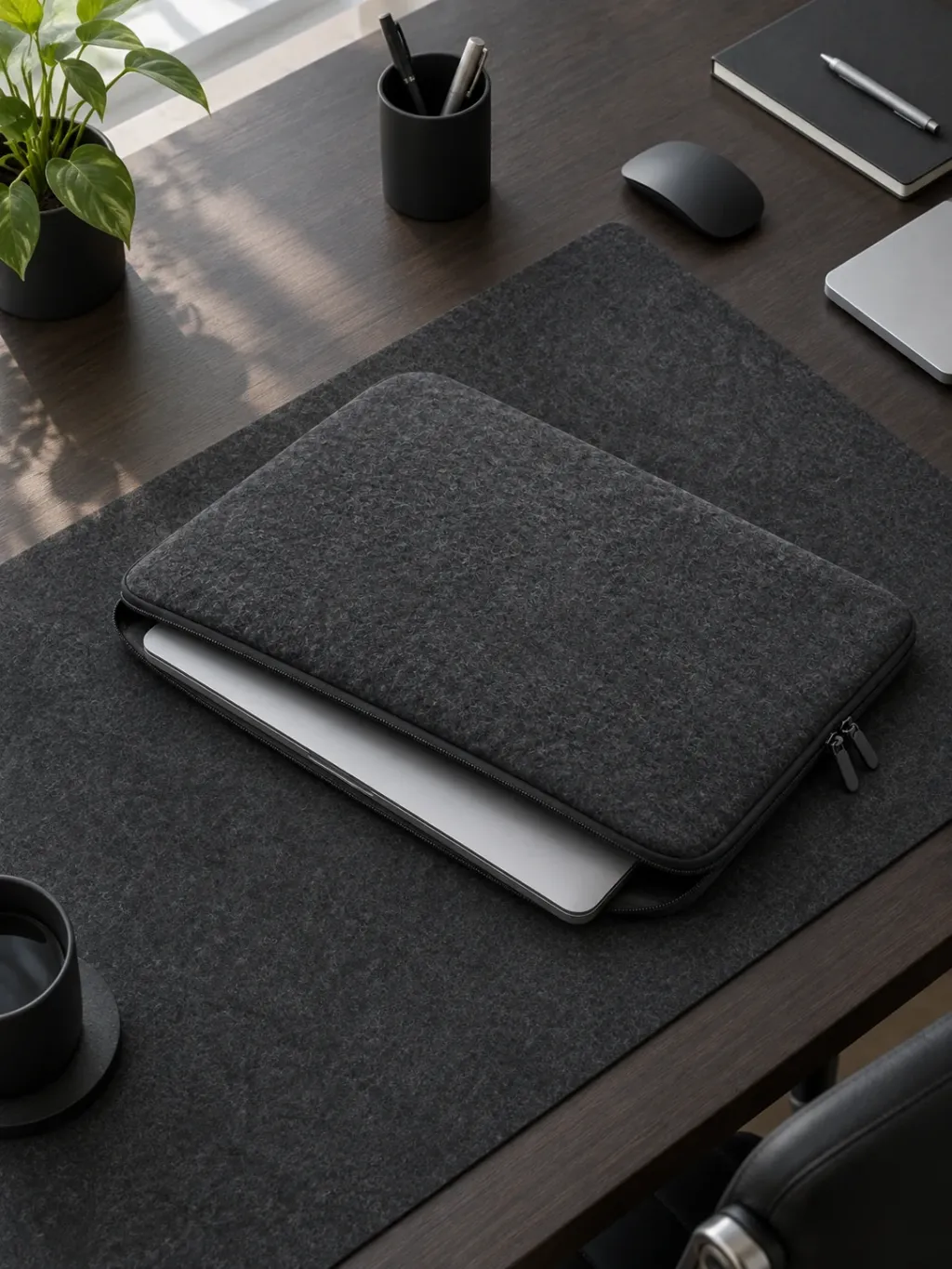 Padded Zip Sleeve in use on a desk