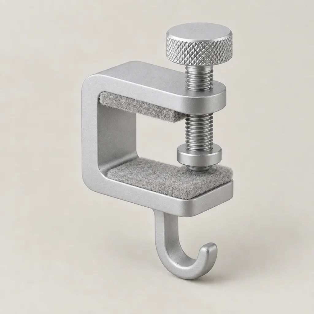 Under-Desk Headphone Hook — Silver