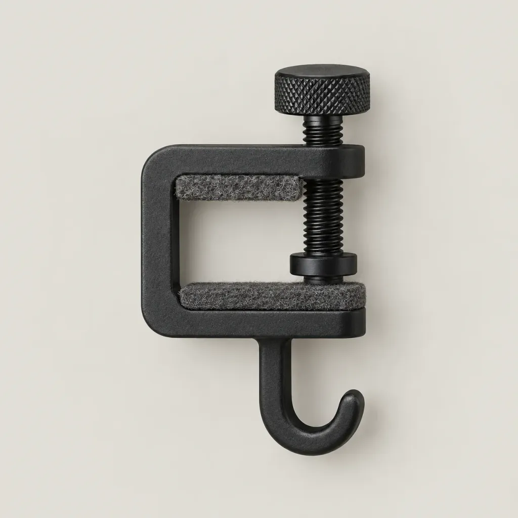 Under-Desk Headphone Hook seen from above